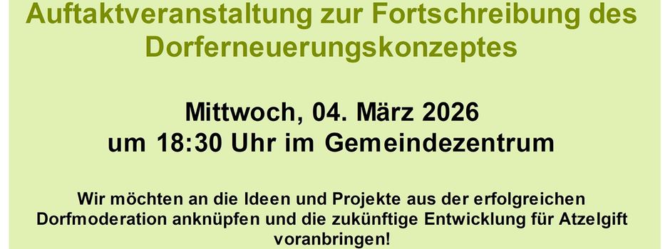 Deine Meinung ist gefragt! – Einladung zur Auftaktveranstaltung zur Fortschreibung des Dorferneuerungskonzepts
