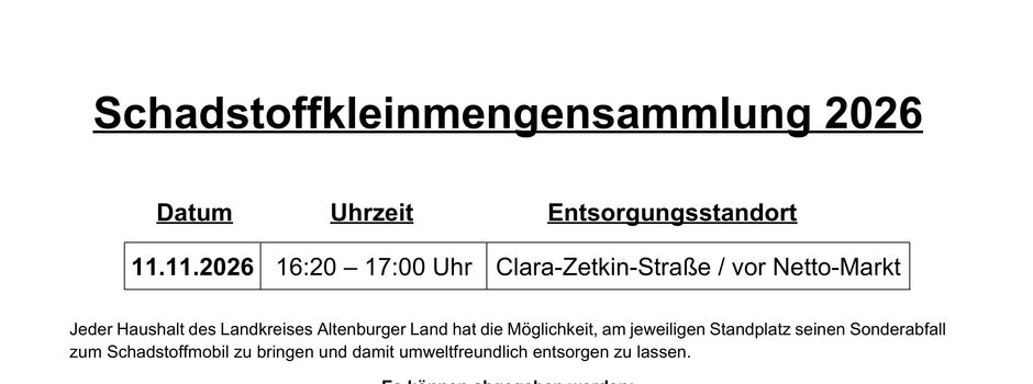 Schadstoffkleinmengensammlung 