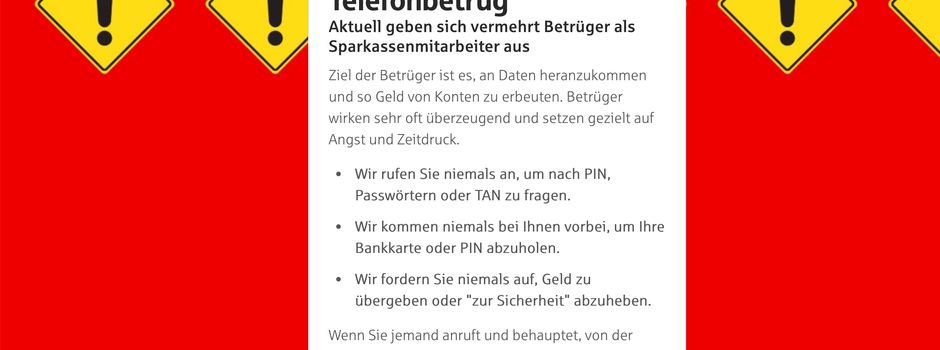 Betrugsversuche - Info der Sparkasse 