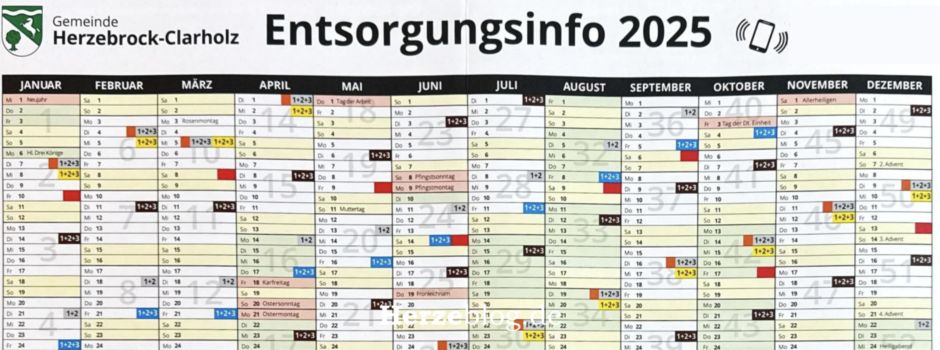 Entsorgungskalender 2025 für Herzebrock-Clarholz