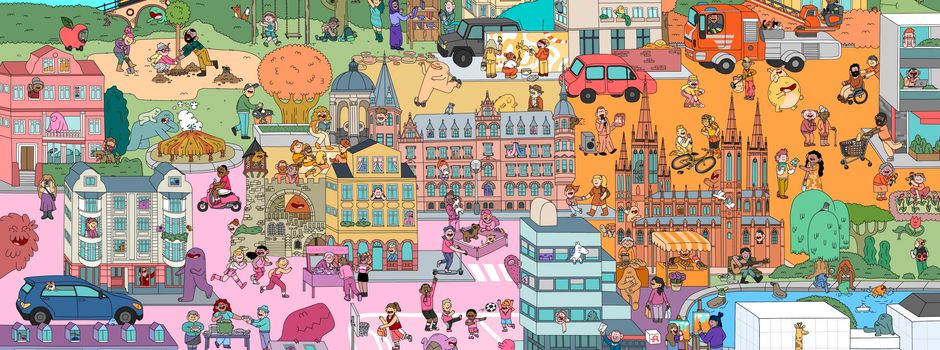 Was es auf dem neuen Wiesbadener Wimmelbild zu entdecken gibt