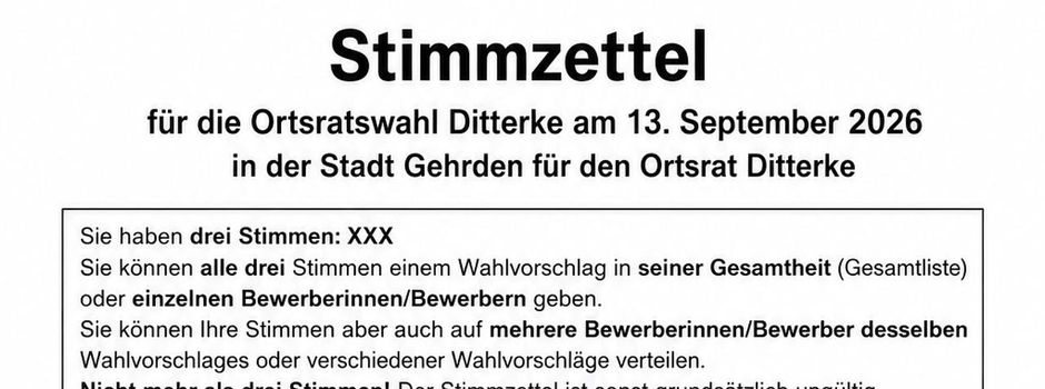 Kommunalwahlen in Gehrden am 13. September 2026