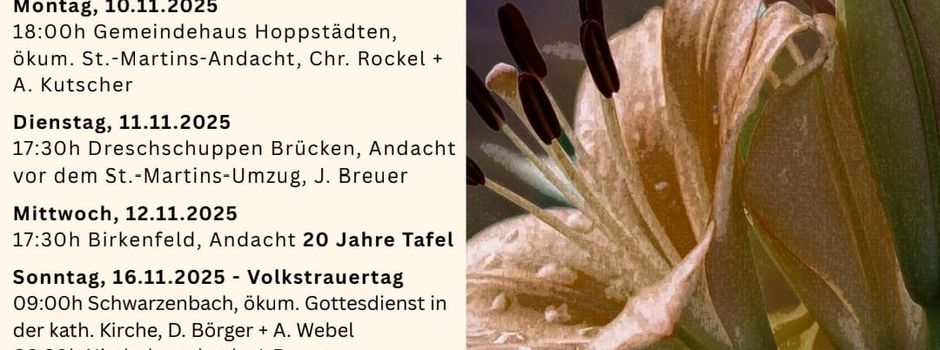 Gottesdienste der Hoffnungsgemeinde Nahe Hochwald