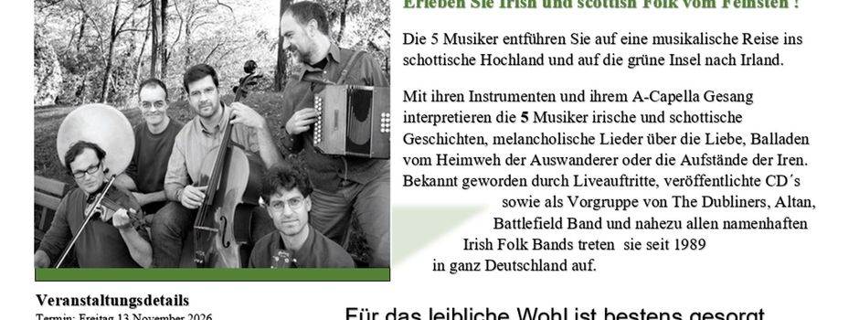 Erleben Sie Irish und scottish Folk vom Feinsten!