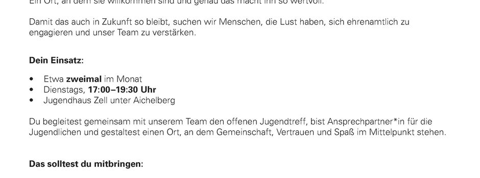 Werde Teil des Jugendhaus-Teams!