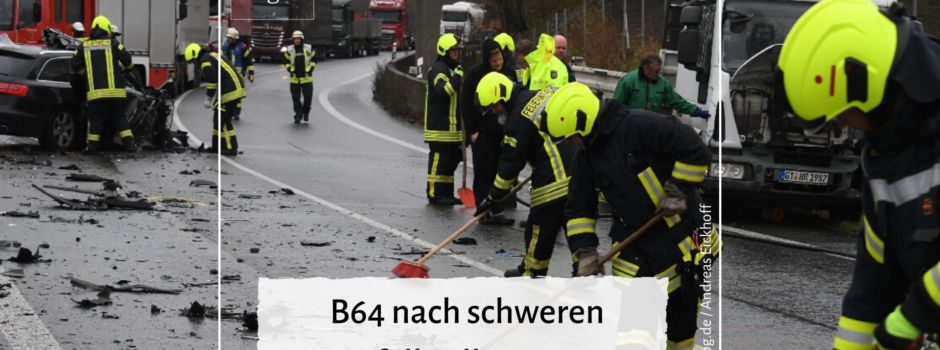 B64 nach schweren Unfall voll gesperrt