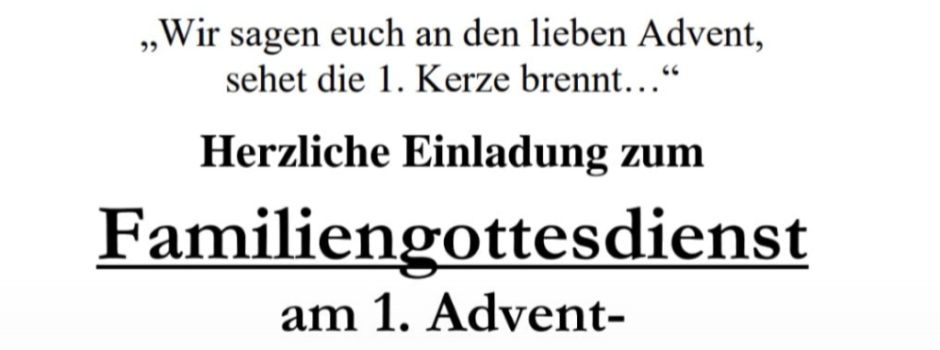 Familiengottesdienst am 1. Advent