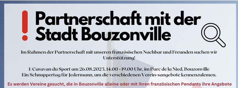 Vereine im Rahmen unserer Partnerschaft mit Bouzonville gesucht