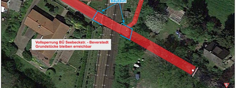 Bokel: Vollsperrung Bahnübergang Seebeckstraße vom 31.08. bis 13.11.2026