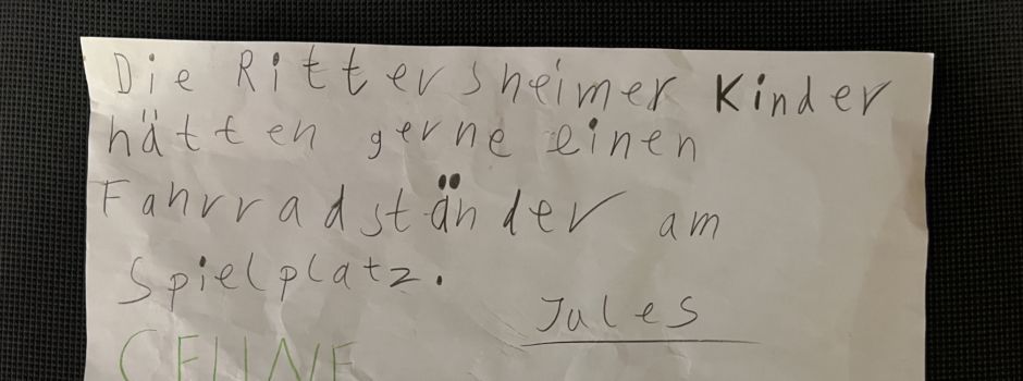 Kinderinitiative: Fahrradständer für den Rittersheimer Spielplatz