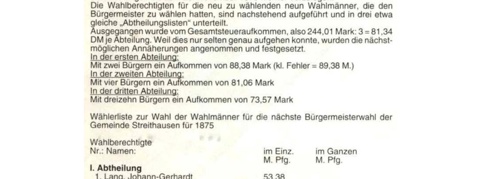 Es war einmal...Bürgermeisterwahl im Jahre 1875