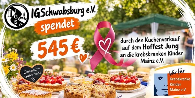Spendenaktion in Schwabsburg: Kuchenverkauf bringt 545 Euro für krebskranke Kinder