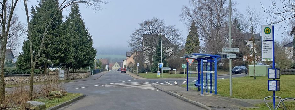 Zeitweilig verlegt: Haltestelle „Am Eichwald“ in Oberseelbach