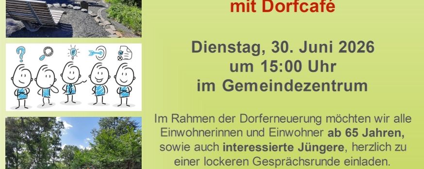 Einladung zum Dorfcafé in Kombination mit einem Senioren-Workshop