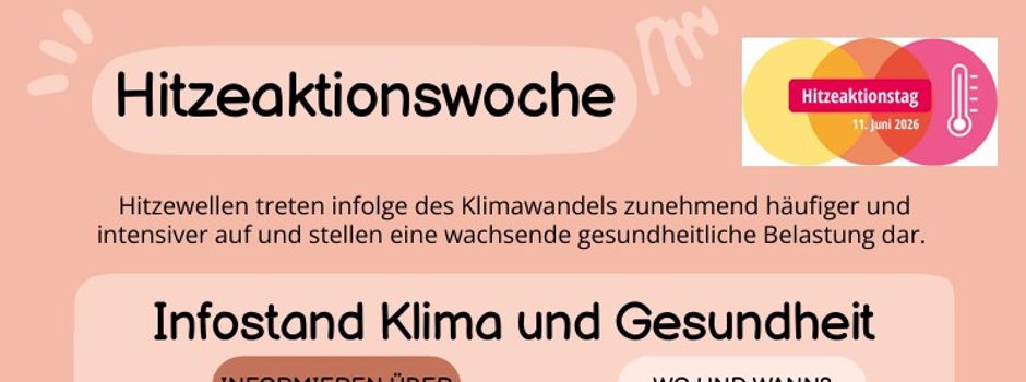 Hitzeaktionstage: Gesundheitsamt und Klimaschutzmanagement geben Tipps– Infostände in
Zweibrücken, Dahn und Pirmasens