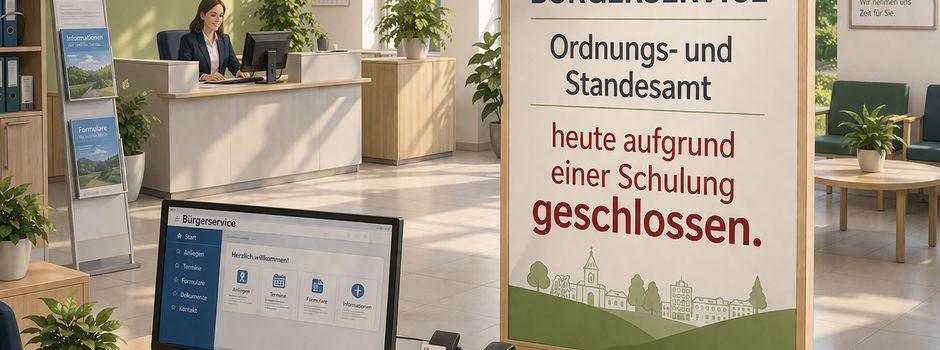Wichtige Information: Bürgerservice am 21.04.2026 aufgrund einer Tagung nicht besetzt