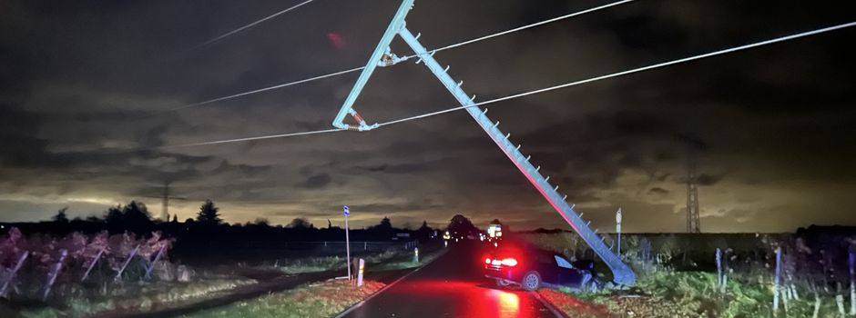 Betrunkener Fahrer kracht in Strommast – K9 bei Neustadt gesperrt