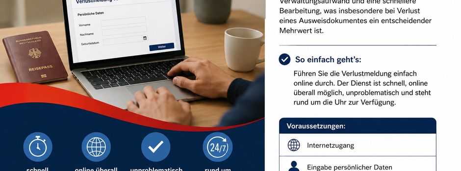 Neuer Online-Dienst "Verlustmeldung von Ausweisdokumenten"