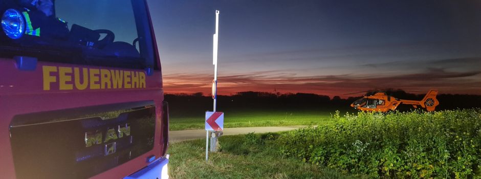 Verkehrsunfall mit Kradfahrer - Rettungshubschrauber Christoph 13 im Einsatz