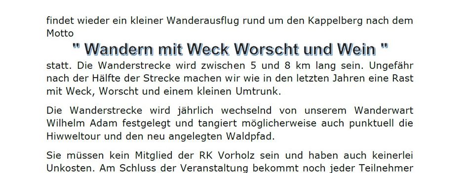 Wanderung RK-Vorholz zum Kappelberg