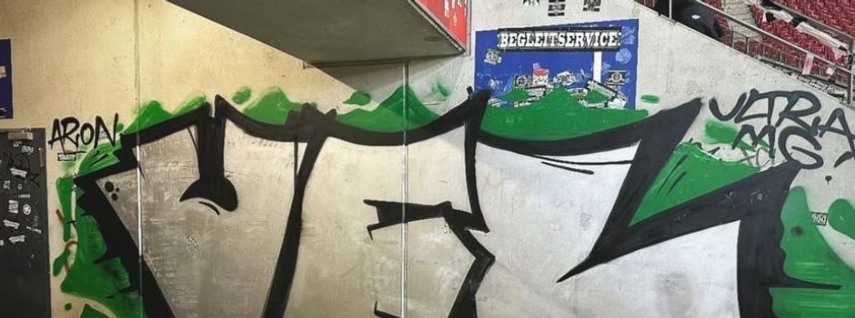Provokation: Riesiges Gladbach-Graffiti in Mainzer Mewa Arena gesprayt