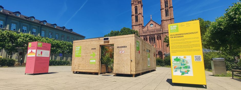 „Klima-Kiste“ steht jetzt auf dem Luisenplatz in Wiesbaden