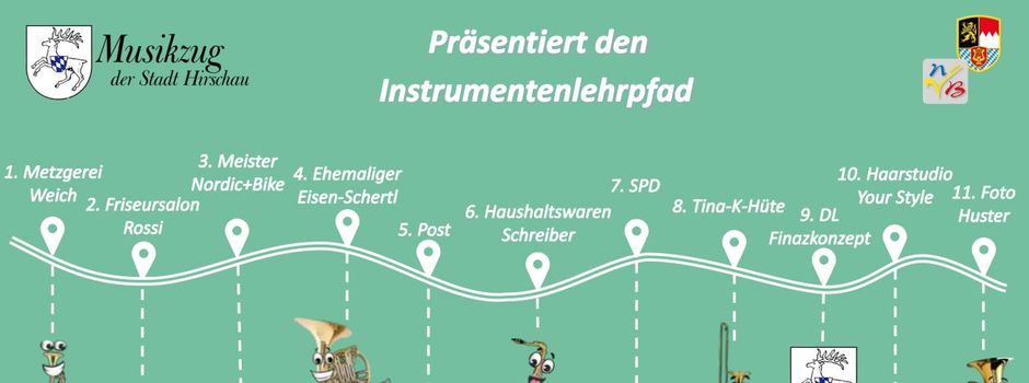Musikzug erstellt in der Innenstadt „Instrumentenlehrpfad“