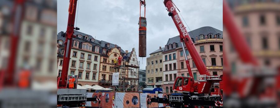 Die Heunensäule ist zurück auf dem Mainzer Markt