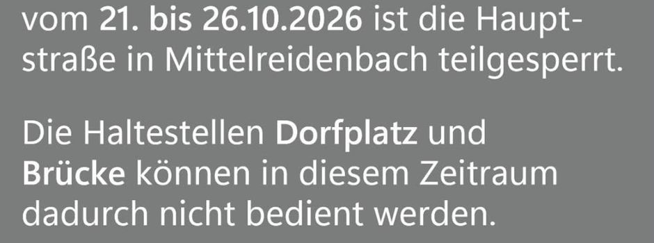 Information Teilsperrung Hauptstrasse