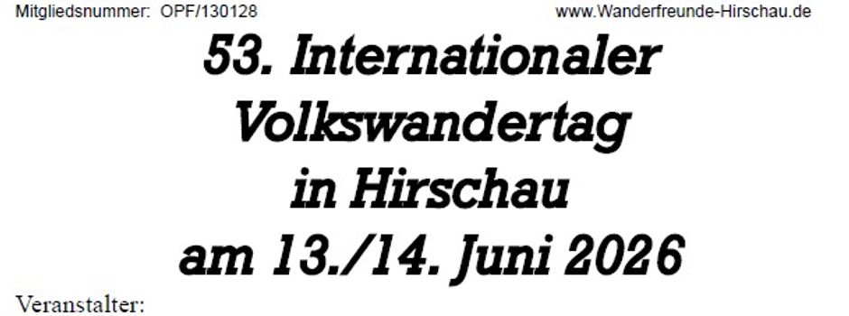 53. Hirschauer Volkswandertag: Wandern rund um Hirschau