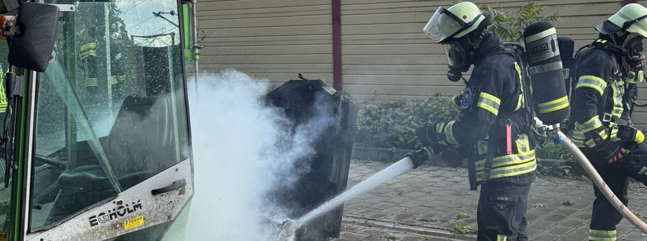 Kehrmaschine in Wiesbaden in Brand gesteckt?