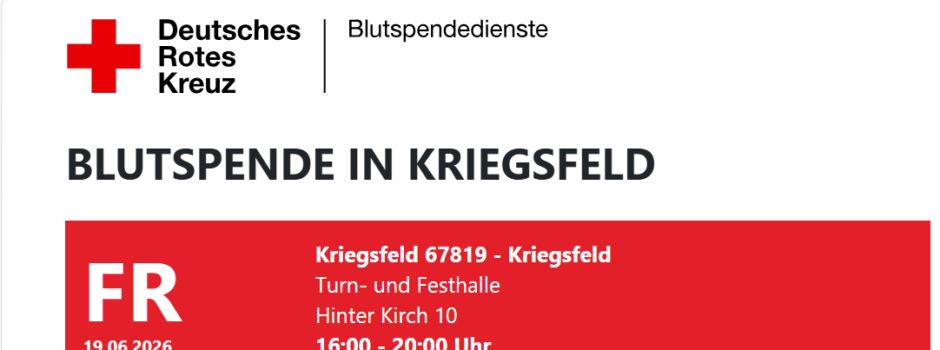 DRK und Kerweborsch rufen zum 2. Blutspendetermin auf🩸