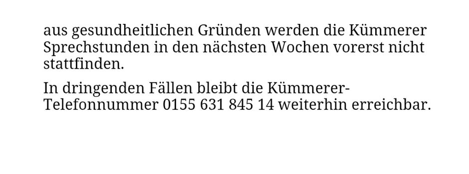 Kümmerer-Sprechstunde