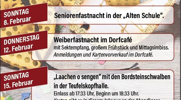 Narrenfahrplan 2026 Ortsgemeinde Waldweiler 