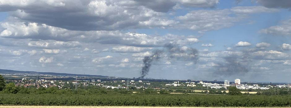 Rauchwolke über Mainz-Kastel: Plastikfolien und Feld in Flammen