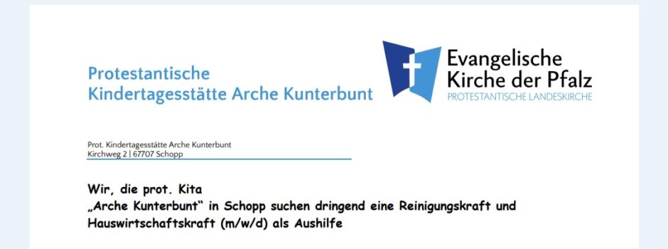 Stellenausschreibung    prot. Kita „Arche Kunterbunt“