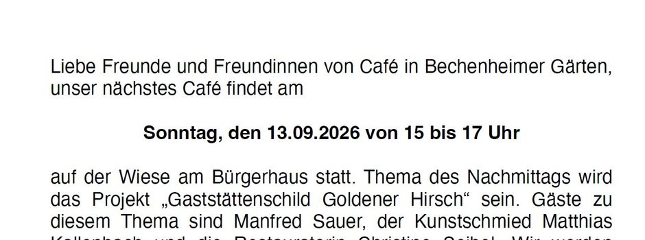 Café in Bechenheimer Gärten