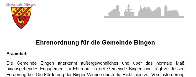 Ehrenordnung beschlossen