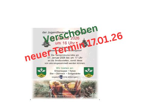 Tannenbaumverbrennen wird
verschoben auf den 17.01.26