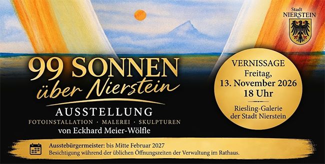 Kunstausstellung: Eckhard Meier-Wölfle zeigt „99 Sonnen über Nierstein“