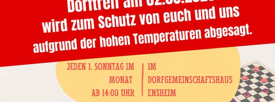 Dorftreff entfällt 