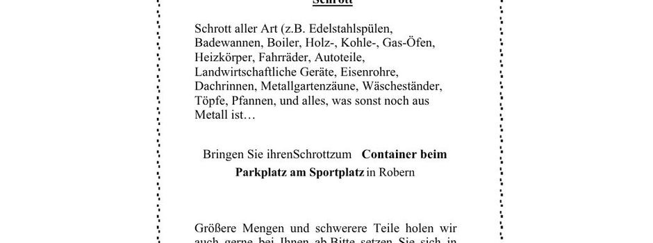 Schrottsammlung Förderverein SV Robern