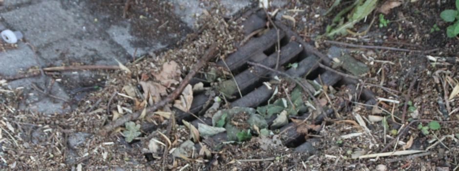 So bitte nicht! Gossen und Einläufe sauber halten, um Überschwemmungen zu vermeiden