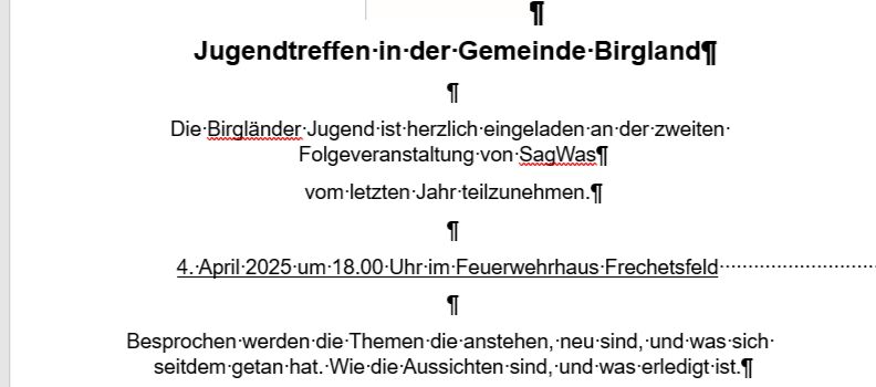 Jugendtreffen in der Gemeinde Birgland am 04.04.2025 um 18:00 Uhr im Feuerwehrhaus Frechetsfeld