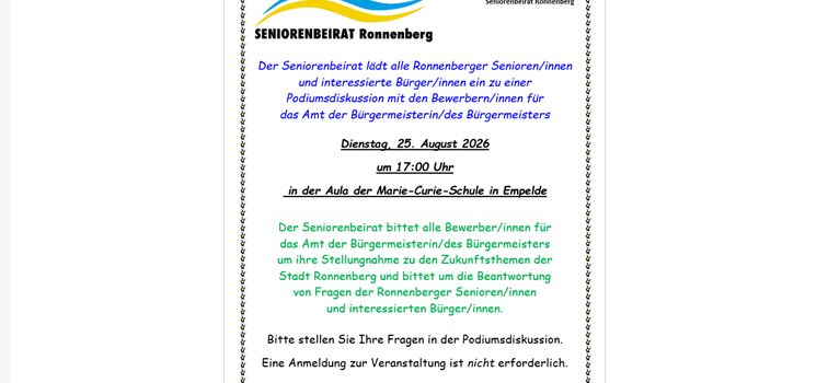 Podiumsdiskussion mit Bewerbern/innen für das Amt des/der Bürgermeisters/in