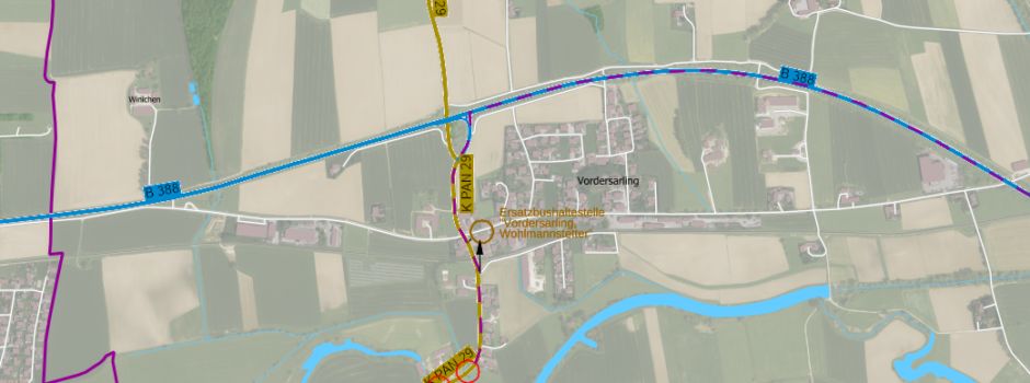 Vollsperrung der Kreisstraße PAN 29 zwischen Vordersarling und Unterdietfurt