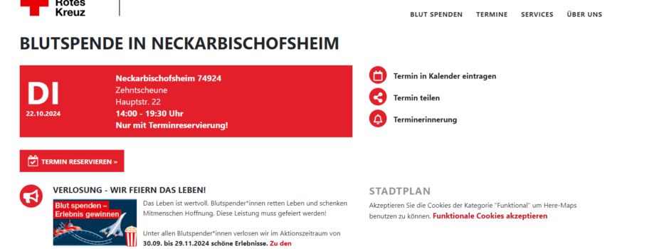 Heute in der Zehntscheune: noch Blutspendetermine frei!