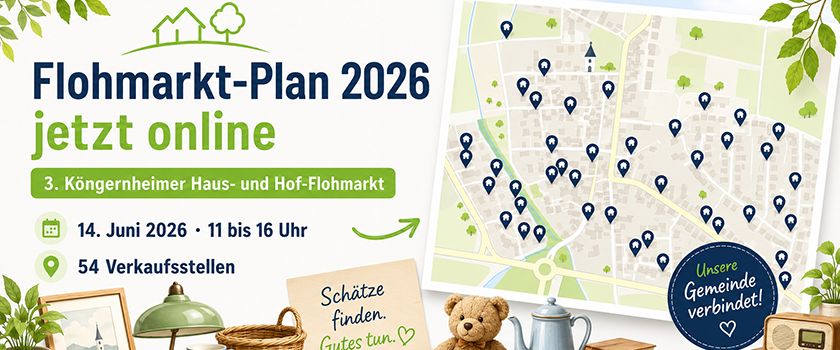 Schnäppchenjagd gut vorbereitet: Plan für den 3. Köngernheimer Haus- und Hof-Flohmarkt ist online