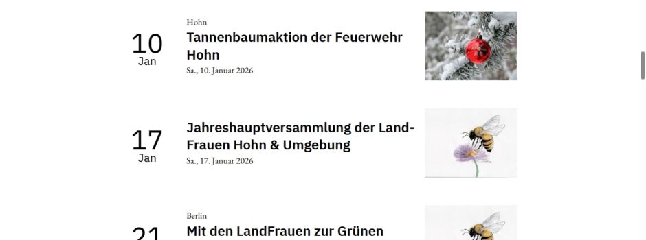 Aktualisierter Kalender 2026