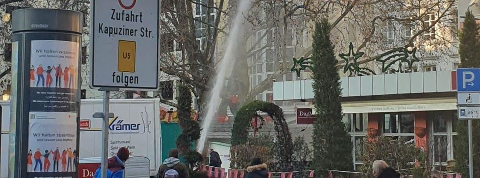 Riesige Fontäne am Mainzer Hopfengarten